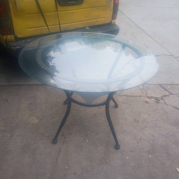 Table glass 42 inch beveled quarter inch $80. Have other sizes n shapes,   Table base $30.