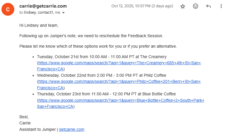 Seamless rescheduling