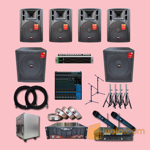 Paket audio sound system untuk ruang meeting besar mixer power amplifier speaker subwoofer mic