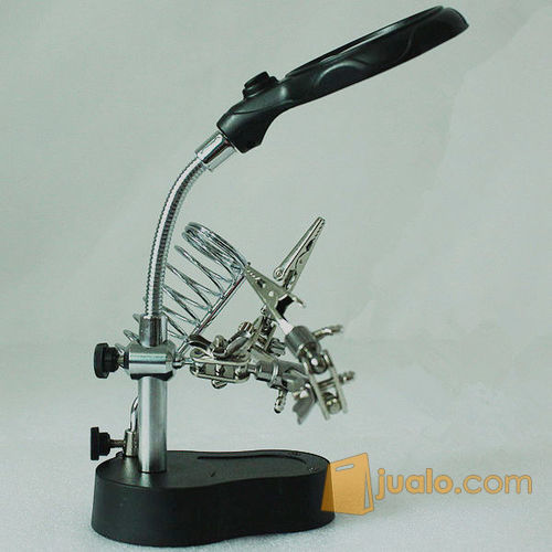 Pegangan Solder ( Fleksibel Kaca Pembesar 3.5X + 12X dan LED ) Model Terbaru