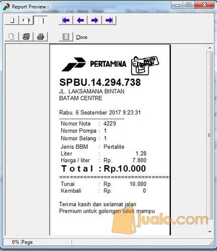 Software Struk Bbm Spbu Batam Jualo