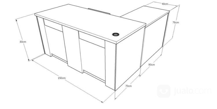 Meja Kantor L-Shape Bahan Multiplek