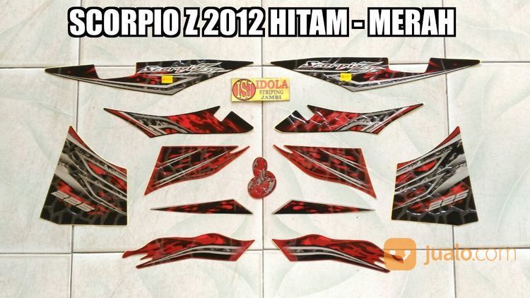 Striping Scorpio Z 2012 Hitam Merah Jambi Jualo