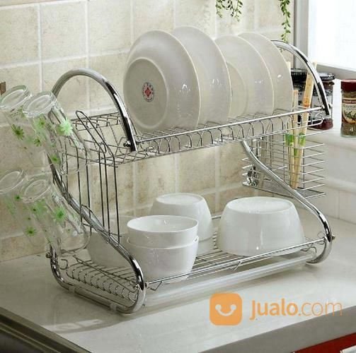 Rak Piring Stainless Steel 2 Susun Dua Tingkat Model Rak Piring Stainless Steel 2 Susun Dua Tingkat Model