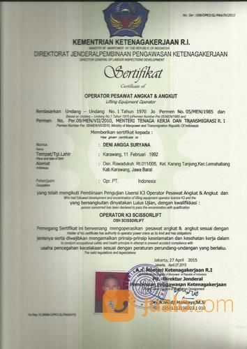 Pengurusan Dan Perpanjangan Surat Izin Operasi SIO Forklift Crane 