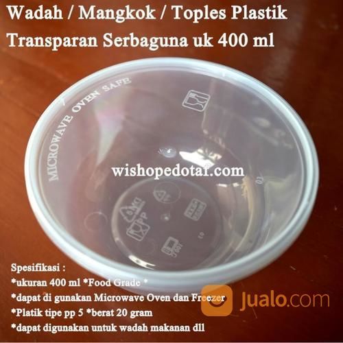 Wadah Plastik Transparan Serbaguna Uk 400 Ml