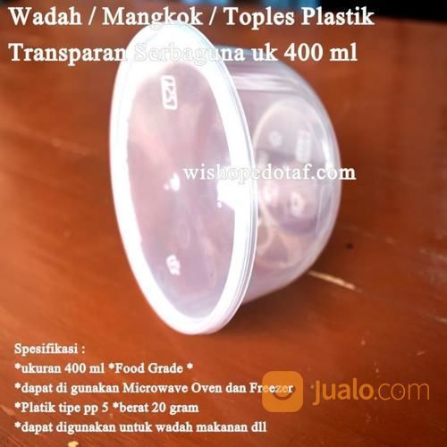 Wadah Plastik Transparan Serbaguna Uk 400 Ml