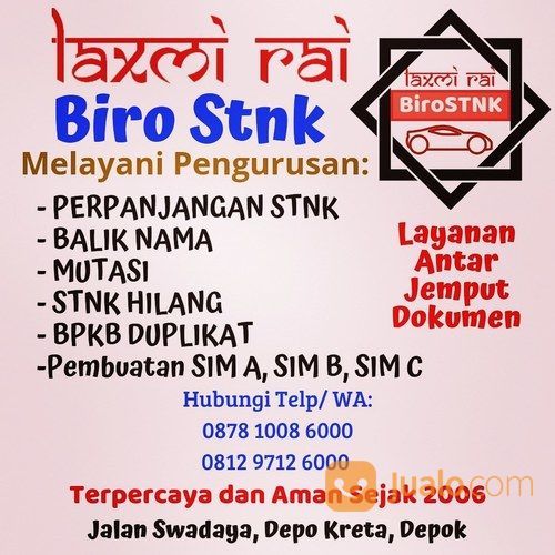 Biro Jasa Stnk Laxmi Rai Depok Jualo