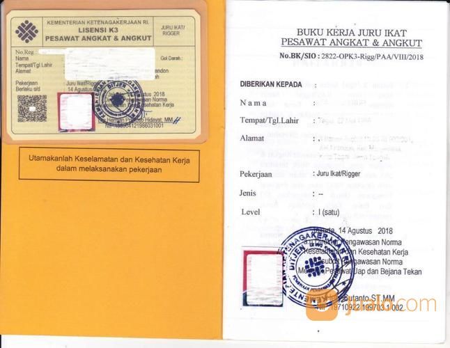 Jasa Kepengurusan Surat Izin Operator Rigger Juru Ikat Bekasi Jualo