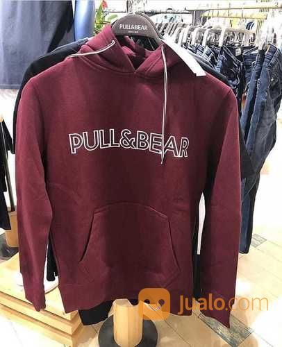 hoodie pull and bear merah maroon