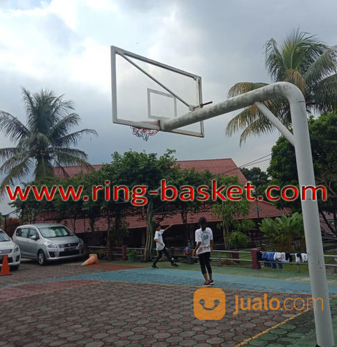 Ring Basket Tiang Tanam Dengan Papan Pantul Basket Tempered Glass 12 Mm