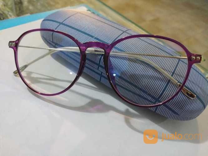 Frame Kacamata Besi Bulat Warna Ungu Tipis Elegan Tidak Tebal Surabaya Jualo