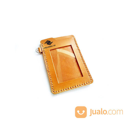 Name Tag Id Kulit Asli Warna Tan Logo Pelindo III - Tempat Id Card. Gantungan Id Card -