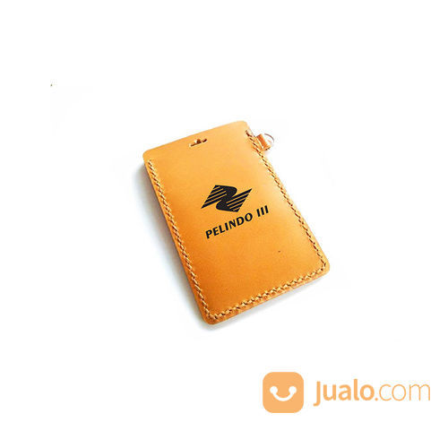 Name Tag Id Kulit Asli Warna Tan Logo Pelindo III - Tempat Id Card. Gantungan Id Card -