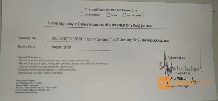 Voucher Hotel SWISS BELL INN Batam - DELUXE ROOM