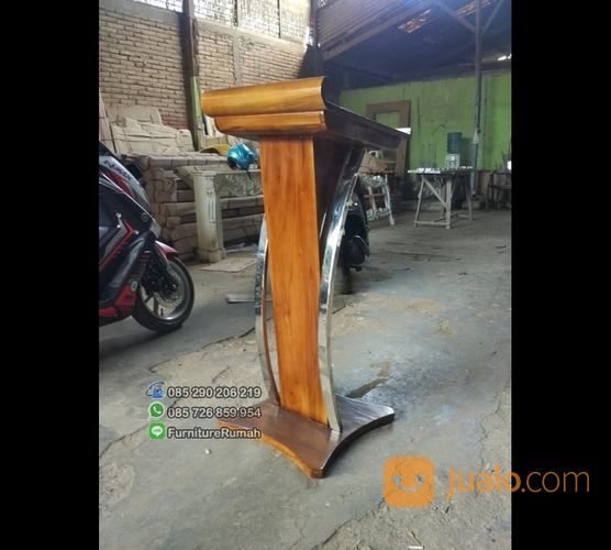 Podium Jati Stock Minimalis Stainles Lengkung Samping Saja