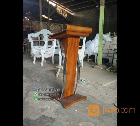 Podium Jati Stock Minimalis Stainles Lengkung Samping Saja