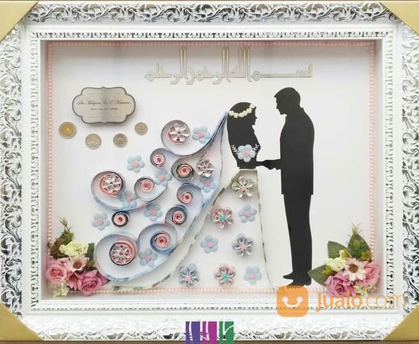 Bingkai Mahar Kembang 3d Uk 30x40 Cm Putih Ukir Putih Jakarta Timur Jualo