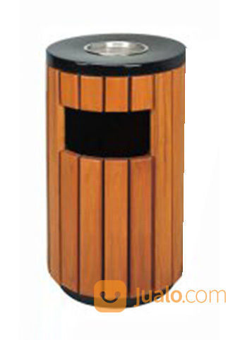 Tempat Sampah Kayu Model Bulat