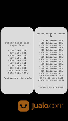 Menerima Jasa Untuk Menambahkan Followers Like Kab Klaten Jualo