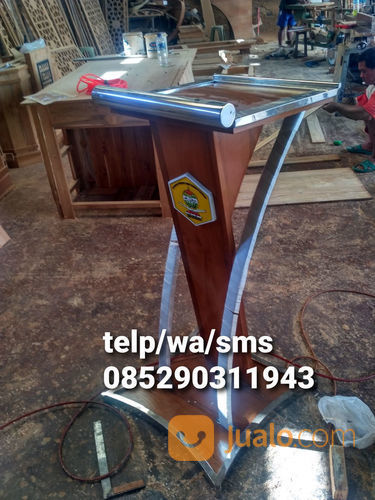 Podium Minimalis Stainless Kombinasi Kayu Jati Murah Podium Masjid Kecil