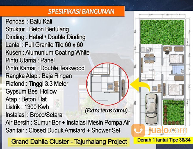 Cluster Minimalis Pinggir Jalan Citayam Grand Dahlia Tajur Halang Bogor