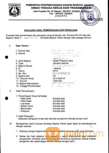 Kepengurusan Pembuatan Dan Perpanjangan Surat Izin Layak Operasi Silo Alat Bejana Tekan