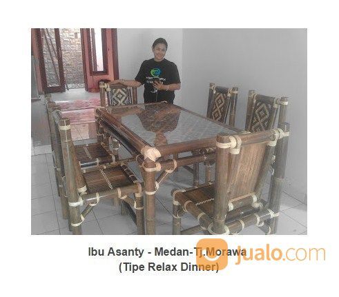 Meja Makan Bambu Tempahan 6 Kursi Medan Jualo