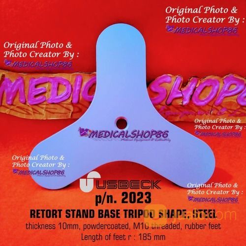 RETORT STAND BASE TRIPOD SHAPE, Steel, Length On Feet 185mm - USBECK Cat.2023