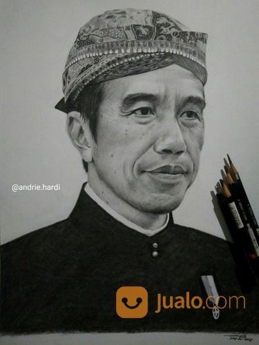 Lukisan Sketsa Wajah Realistis Bapak Presiden Jokowi Kab Gresik Jualo