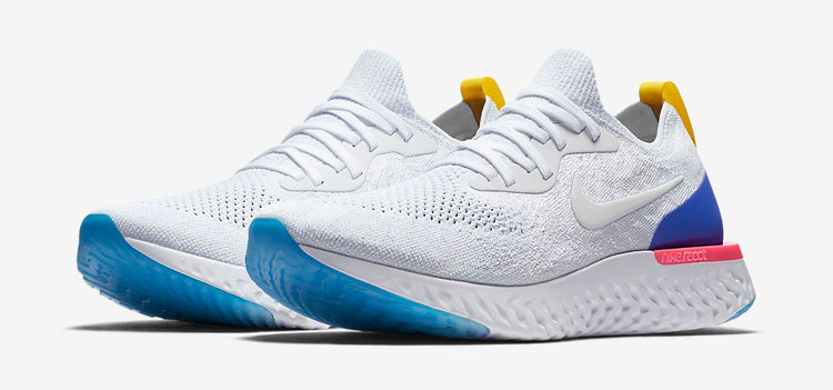 nike epic react flyknit white racer blue pink blast