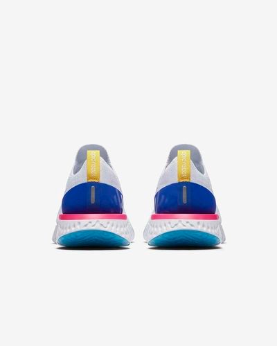 nike epic react flyknit white racer blue pink blast