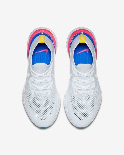 nike epic react flyknit white racer blue pink blast