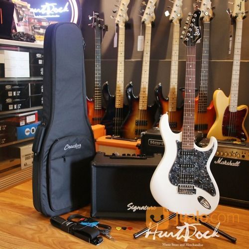 Paket Guitar Cort G110X White Lengkap Dengan Ampli Signature