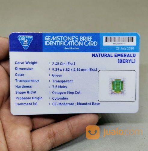 Batu Permata Hijau Zamrud Emerald Colombia Bersertifikat