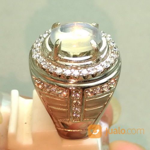 Cincin Batu Mata Kucing Cat Eye Silimanite Putih Srilangka Asli di 