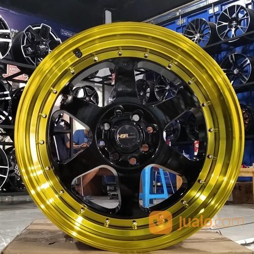 Velg Mobil Avanza Rumoi Hsr Ring 17 Pcd 4x100/114,3 Black Gold Lips