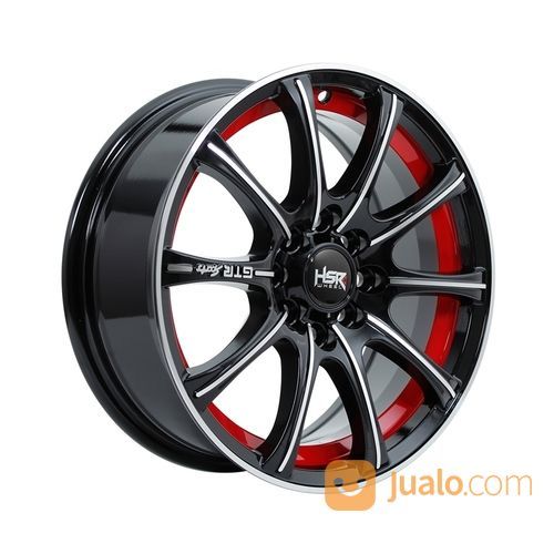 Velg HSR VUNO R15 Pcd 4X100-4X114,3 Lebar Rata 6 Offset 38 Black Red