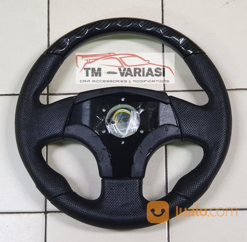 Stir Racing Import Momo 14 Inchi Hitam Kombinasi Carbon