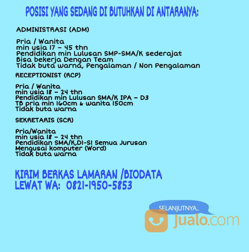 Info loker bogor lulusan smp