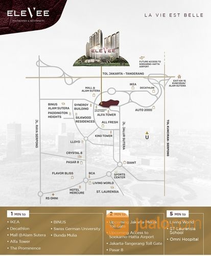 Elevee Apartemen Unit Furnished Mewah Berlokasi Strategis Dikawasan Alam Sutera