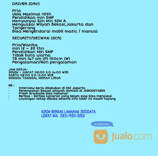 Lowongan Waiter Waitress Jakarta Jakarta Selatan Jualo