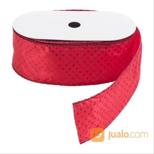 VINTER Pita Warna Merah Glitter 5 Meter Pita Kado