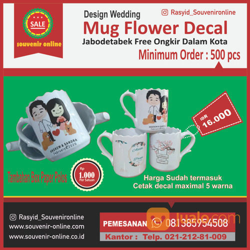 Mug Flower Design Wedding Printing Decal