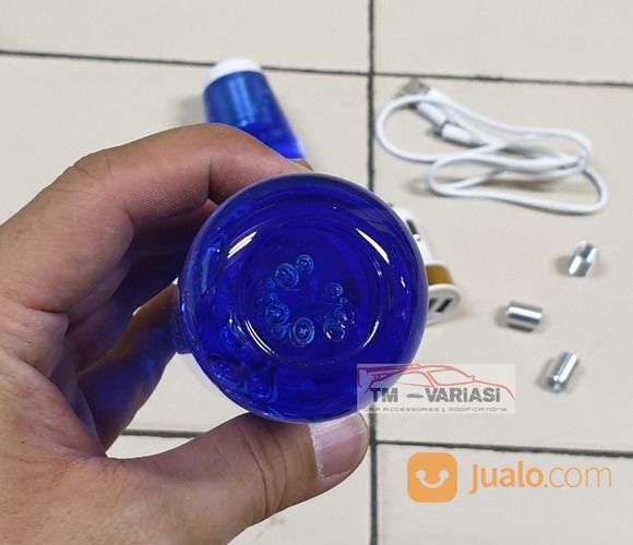 Gear Shift Knob Racing Perseneling LED Acrylic 15cm Persegi Dsr Biru