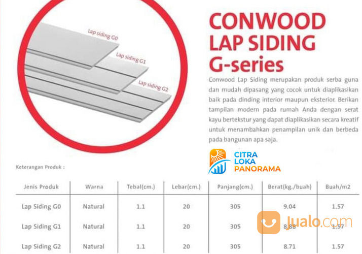 CONWOOD LAP SIDING 8 TIPE G1 Di Kota Surabaya Jawa Timur Jualo