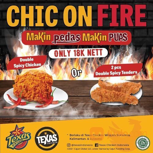 Texas Chicken Chic On Fire Dengan Pilihan Double Spicy Chicken Atau Double Spicy Tenders Cuma 18rib Di Kota Jakarta Selatan Dki Jakarta Jualo Com