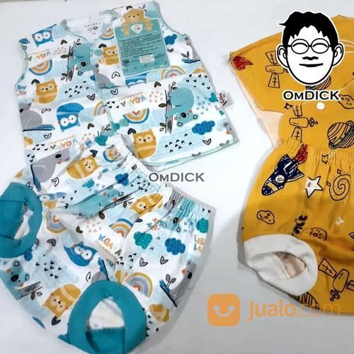 Baju Bayi Libby Setelan Kutung Tanpa Lengan Atasan Dan Bawahan 3-6 Bulan.