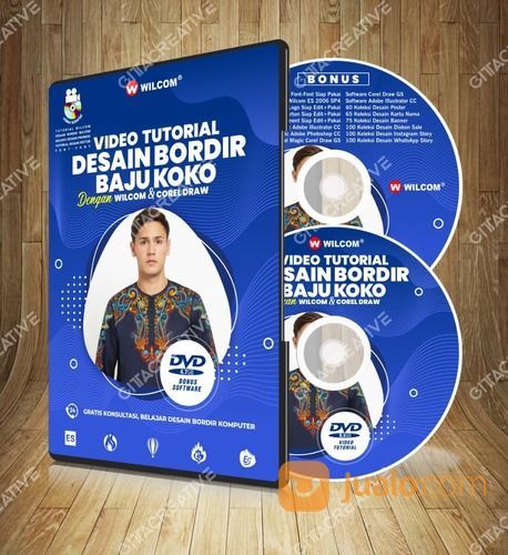 DVD + Flashdisk (Video Tutorial Desain Bordir Baju Koko Dengan Wilcom ES & Software Wilcom ES E2.0)