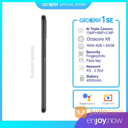 Alcatel 1SE Smartphone [ Ram 4GB / Rom 64GB ] Garansi Resmi, Grey.